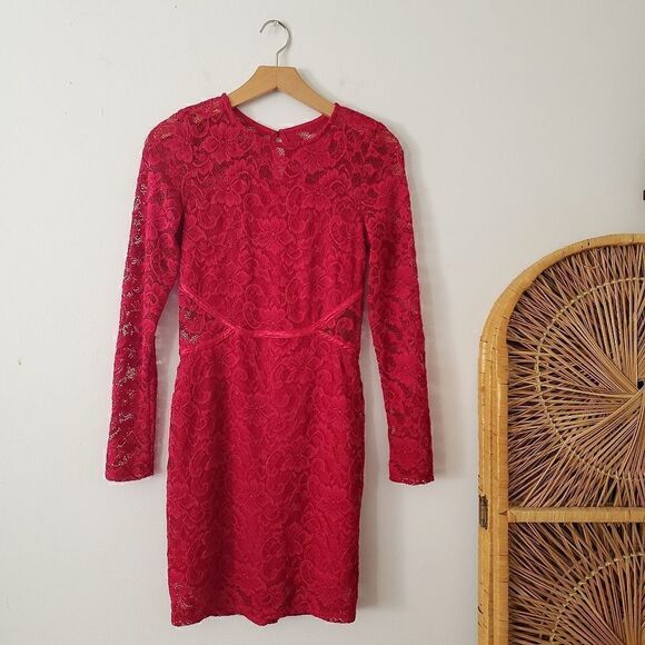 Social Stories Red Lace Dress S - Picture 1 of 7